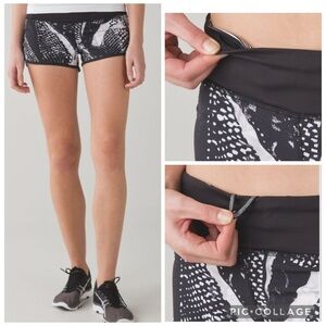 Lululemon athletica Speed Short Black White Static Mist Athletic Running Shorts